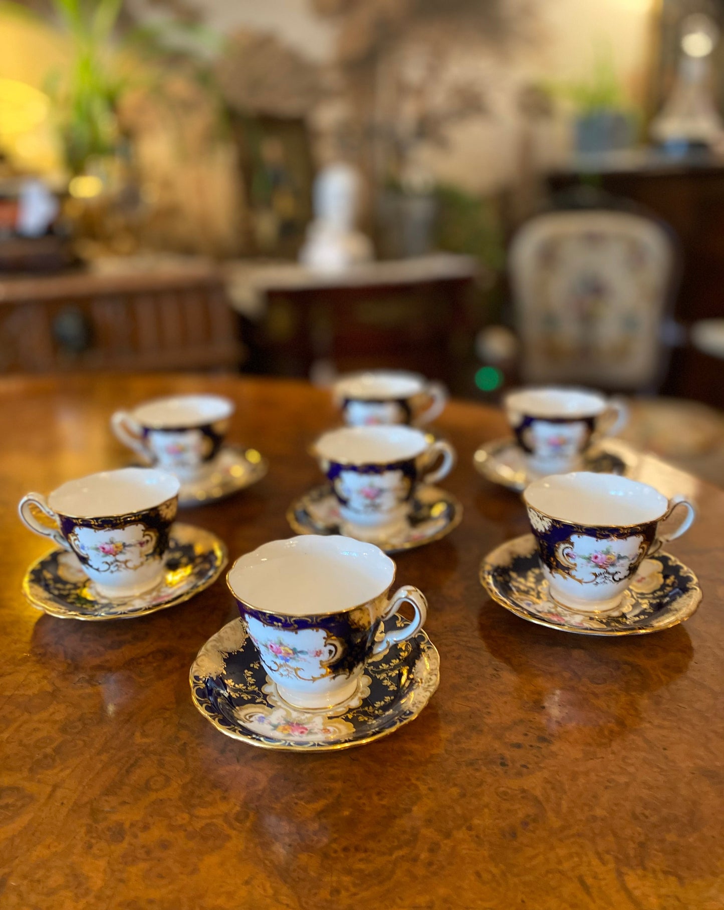 Birks Mintons England Teacups & Saucers Set of 7