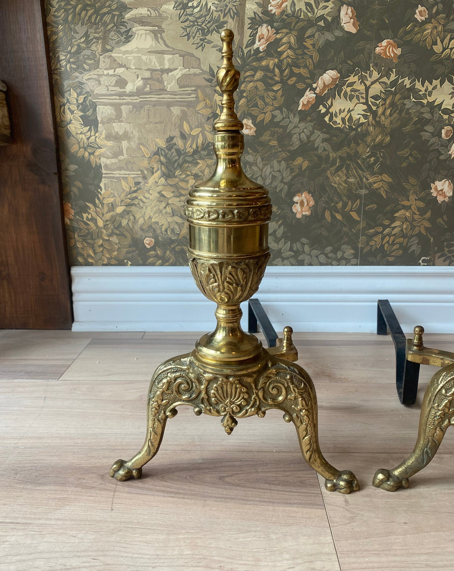Pair of  Brass Andirons Fire Dogs