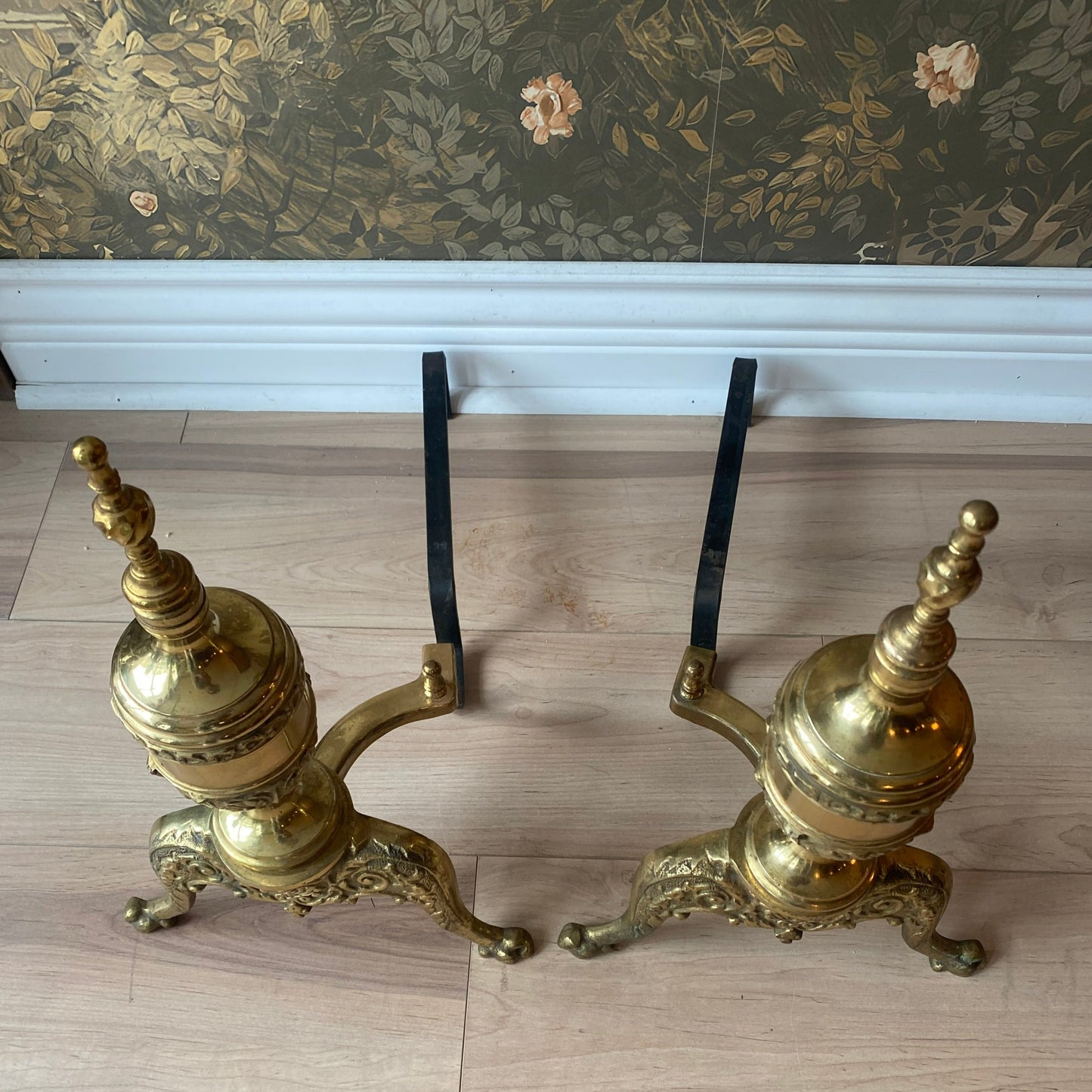 Pair of  Brass Andirons Fire Dogs