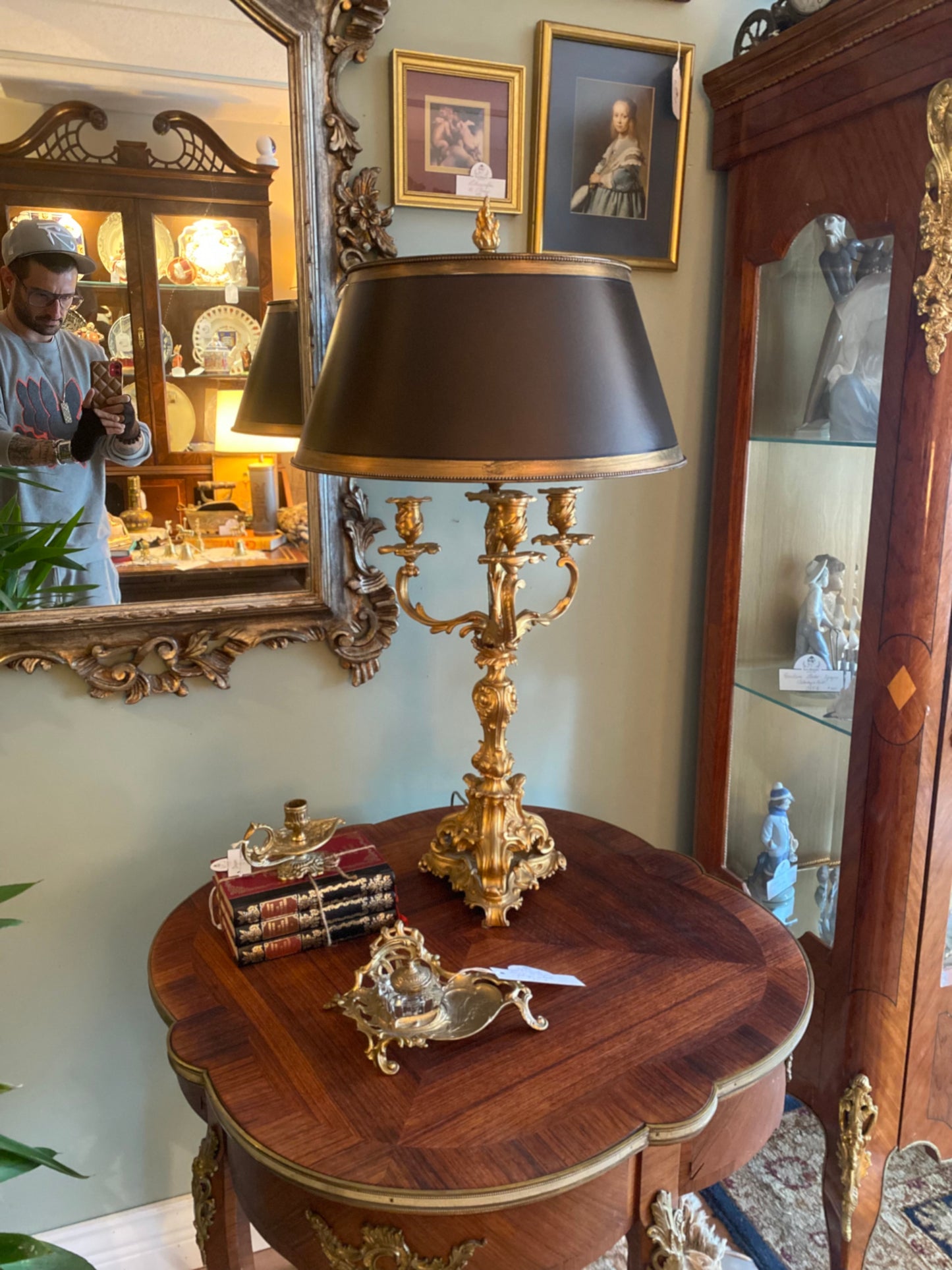 French Louis XV Gilded Bronze Candelabra Lamp