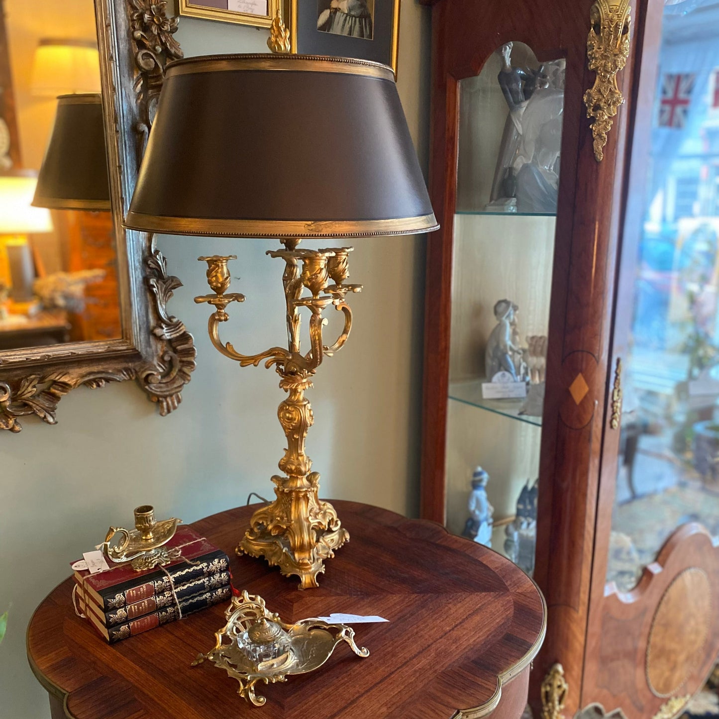 French Louis XV Gilded Bronze Candelabra Lamp