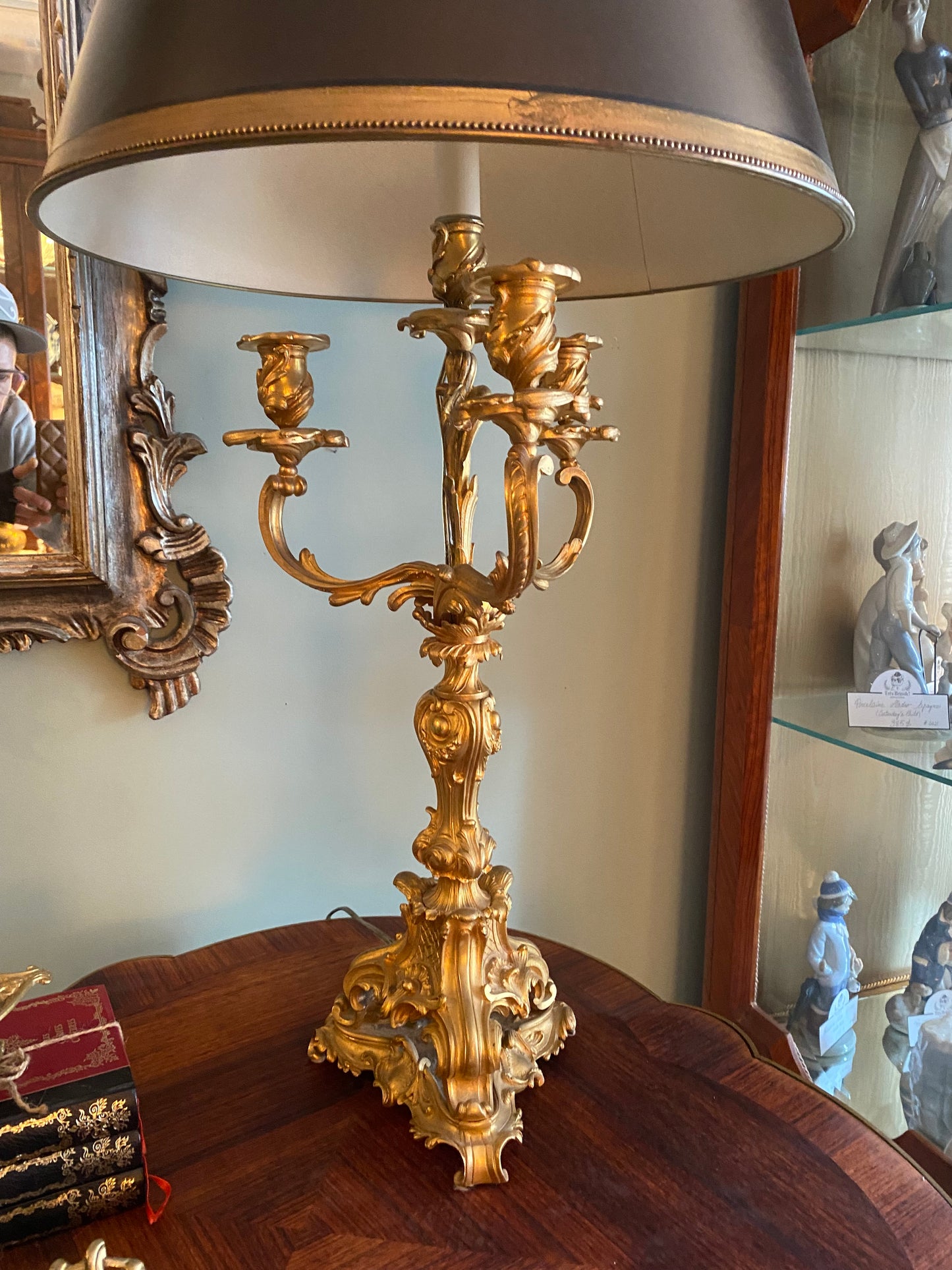 French Louis XV Gilded Bronze Candelabra Lamp