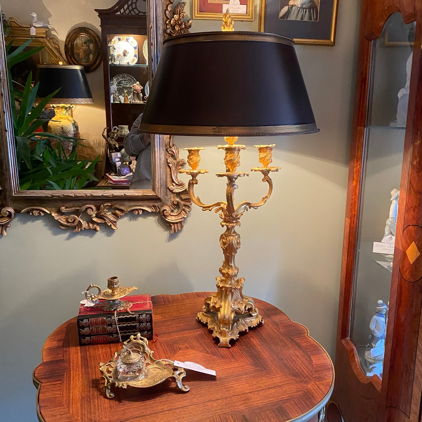 French Louis XV Gilded Bronze Candelabra Lamp