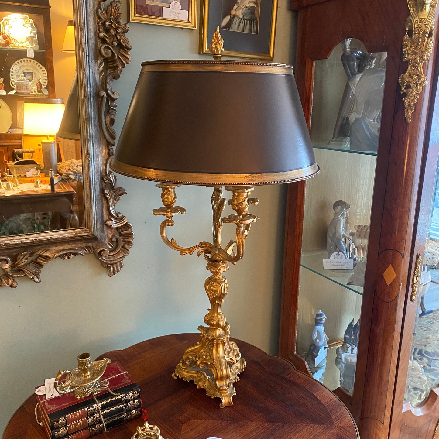 French Louis XV Gilded Bronze Candelabra Lamp