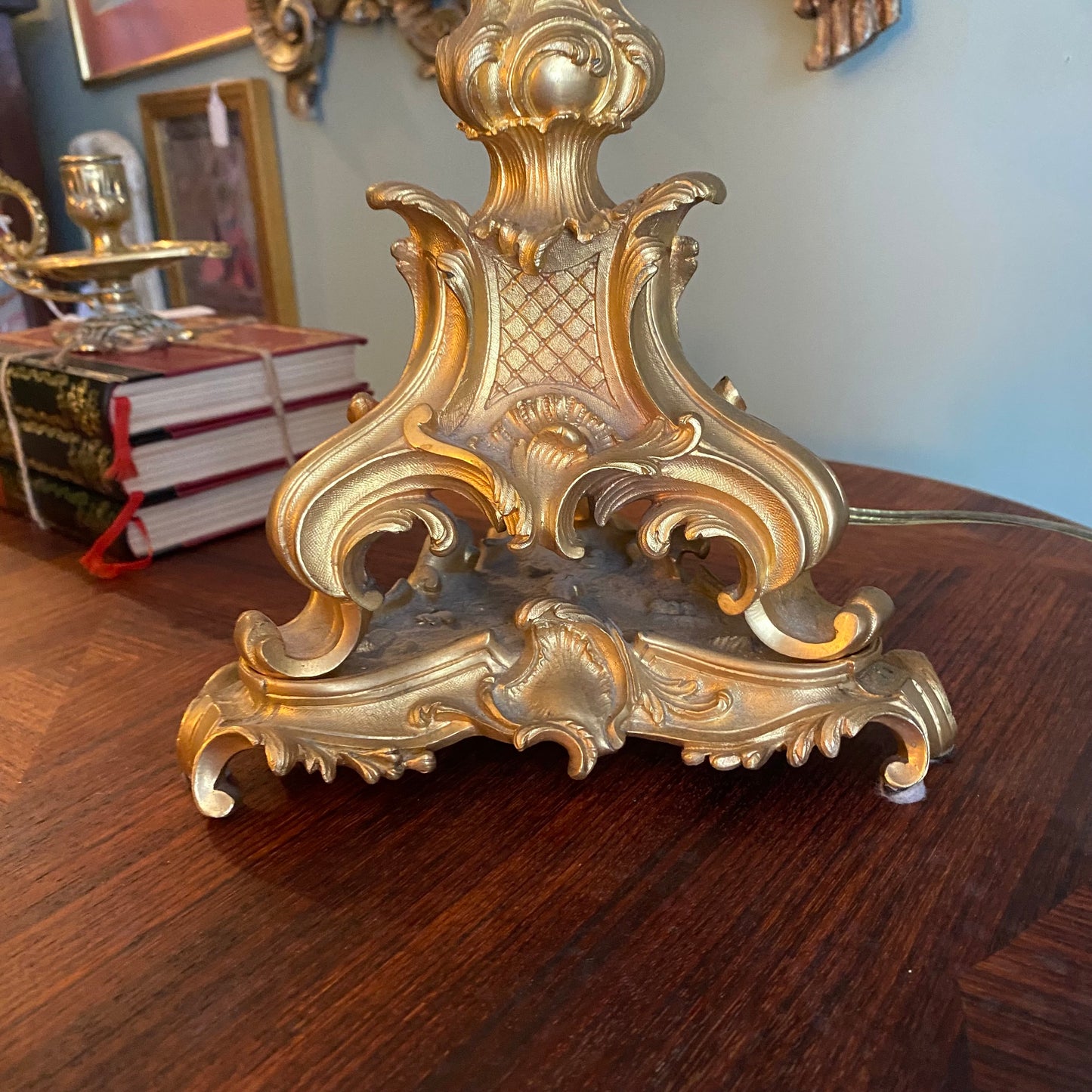 French Louis XV Gilded Bronze Candelabra Lamp