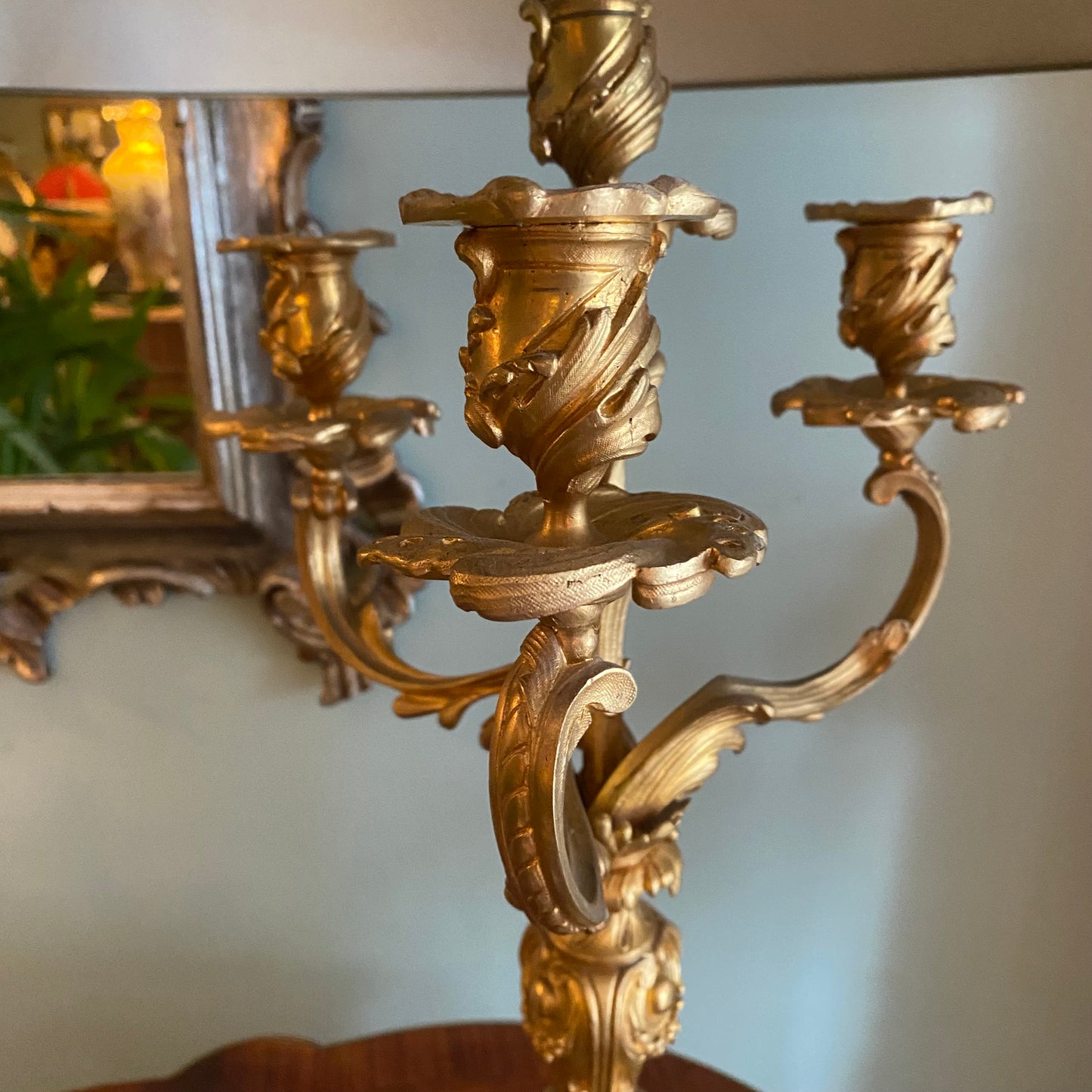 French Louis XV Gilded Bronze Candelabra Lamp