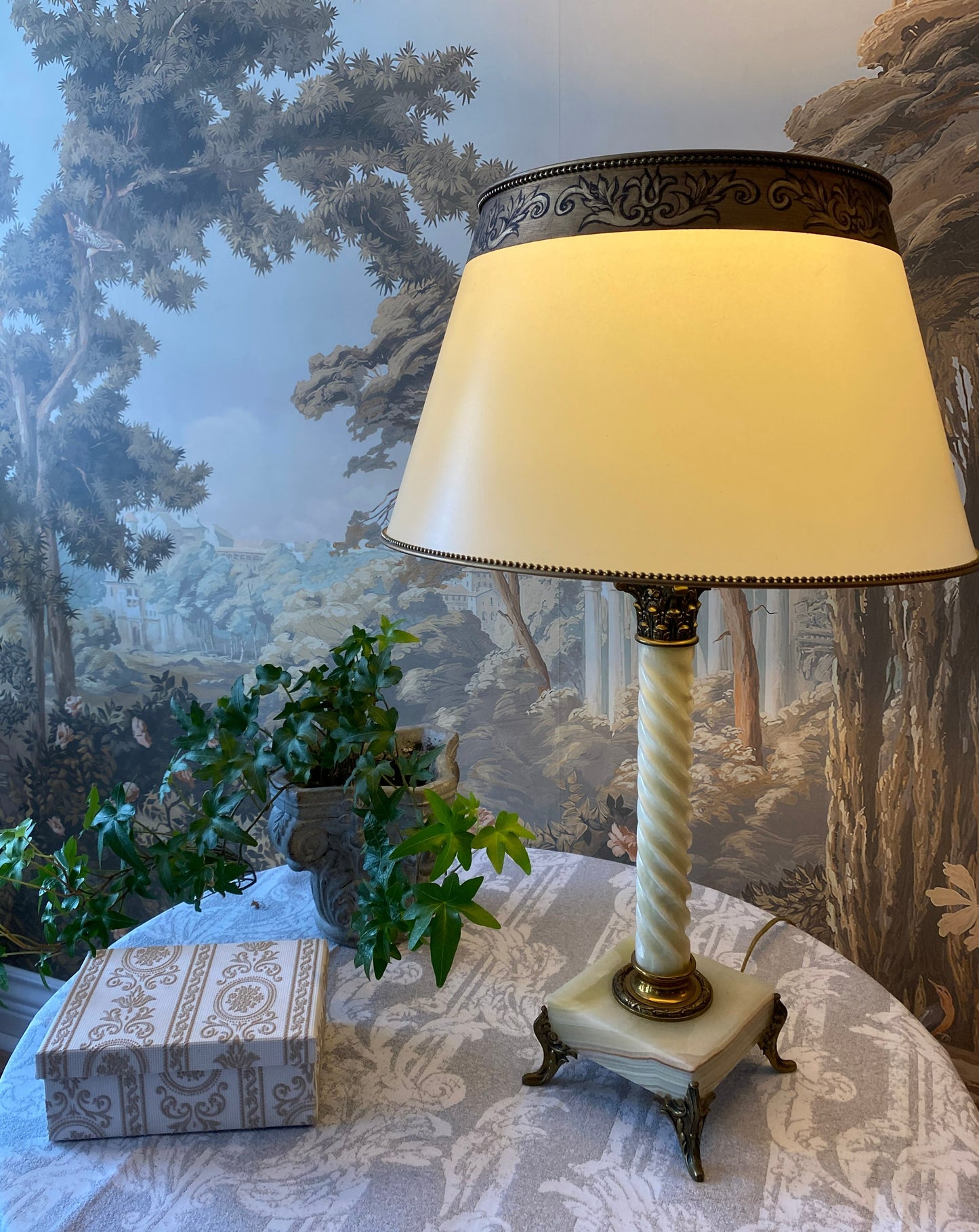 Twisted Corinthian Marble Table Lamp