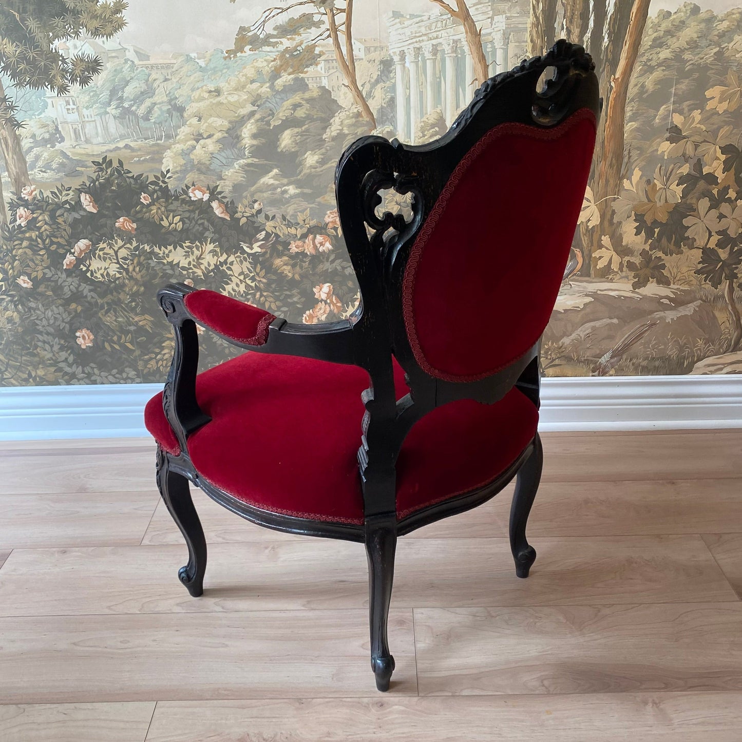 Red Velvet Victorian Armchair