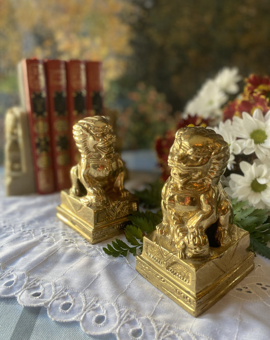 Golden Brass Chinese Fu Dogs