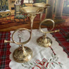Vintage Brass French Horn Trumpets Candle Holders