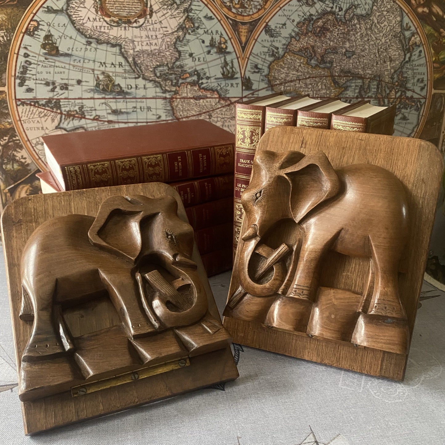 Vintage Indonesian Elephant Bookends