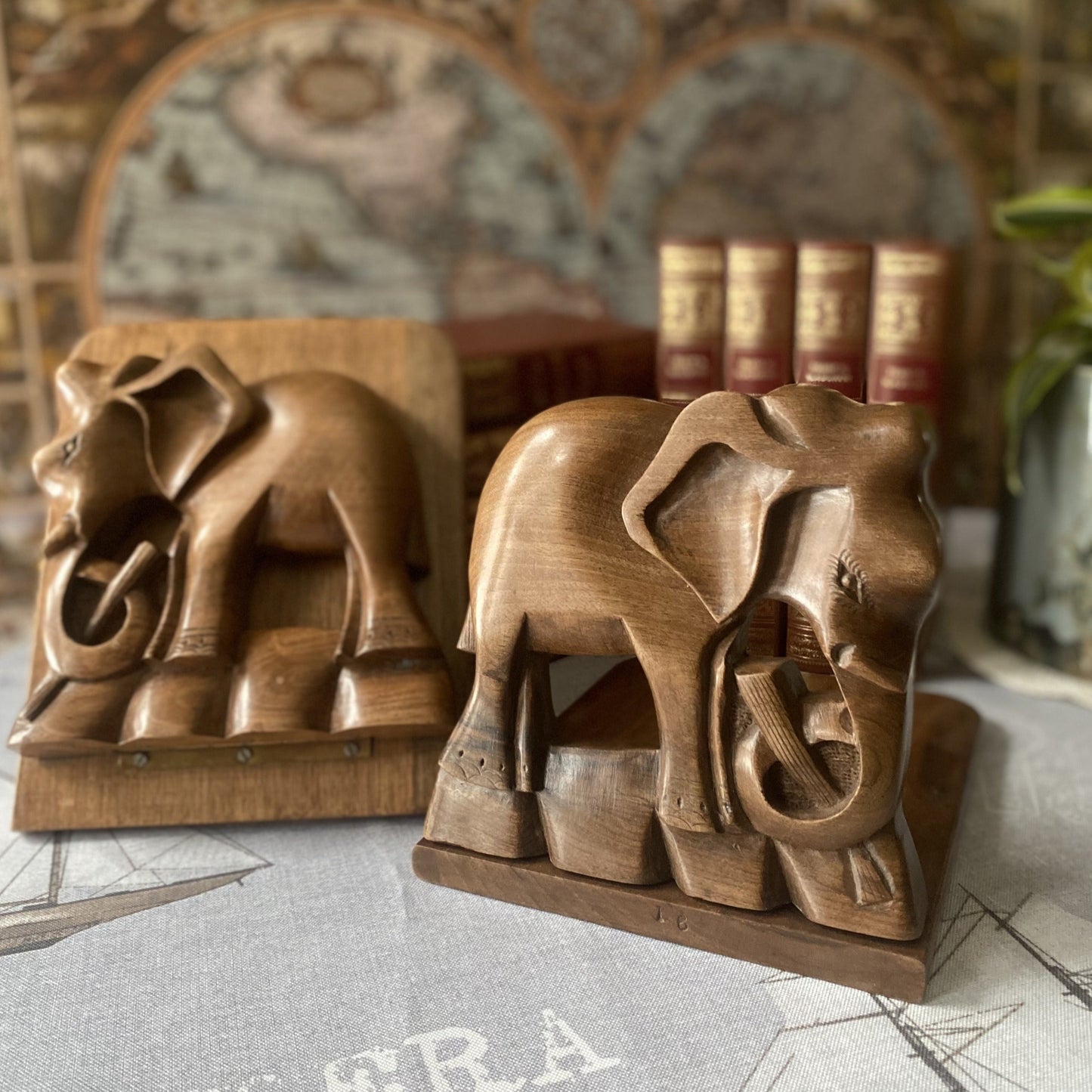 Vintage Indonesian Elephant Bookends