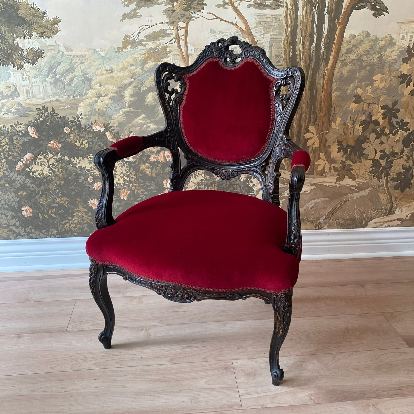 Red Velvet Victorian Armchair