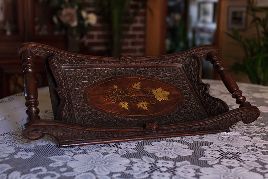 Antique Indian Wooden and Inlaid Tray