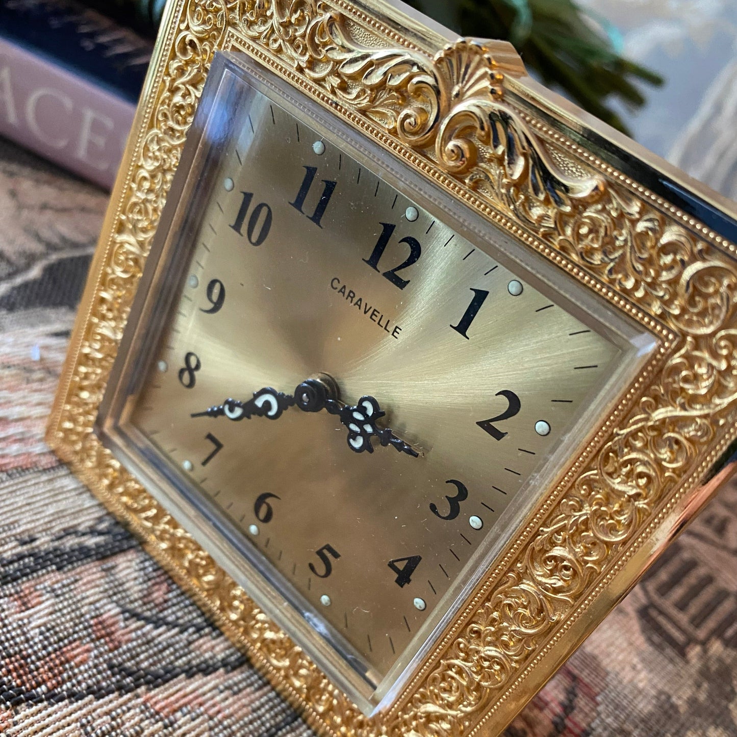 Caravelle Gilded Mechanical Alarm Clock