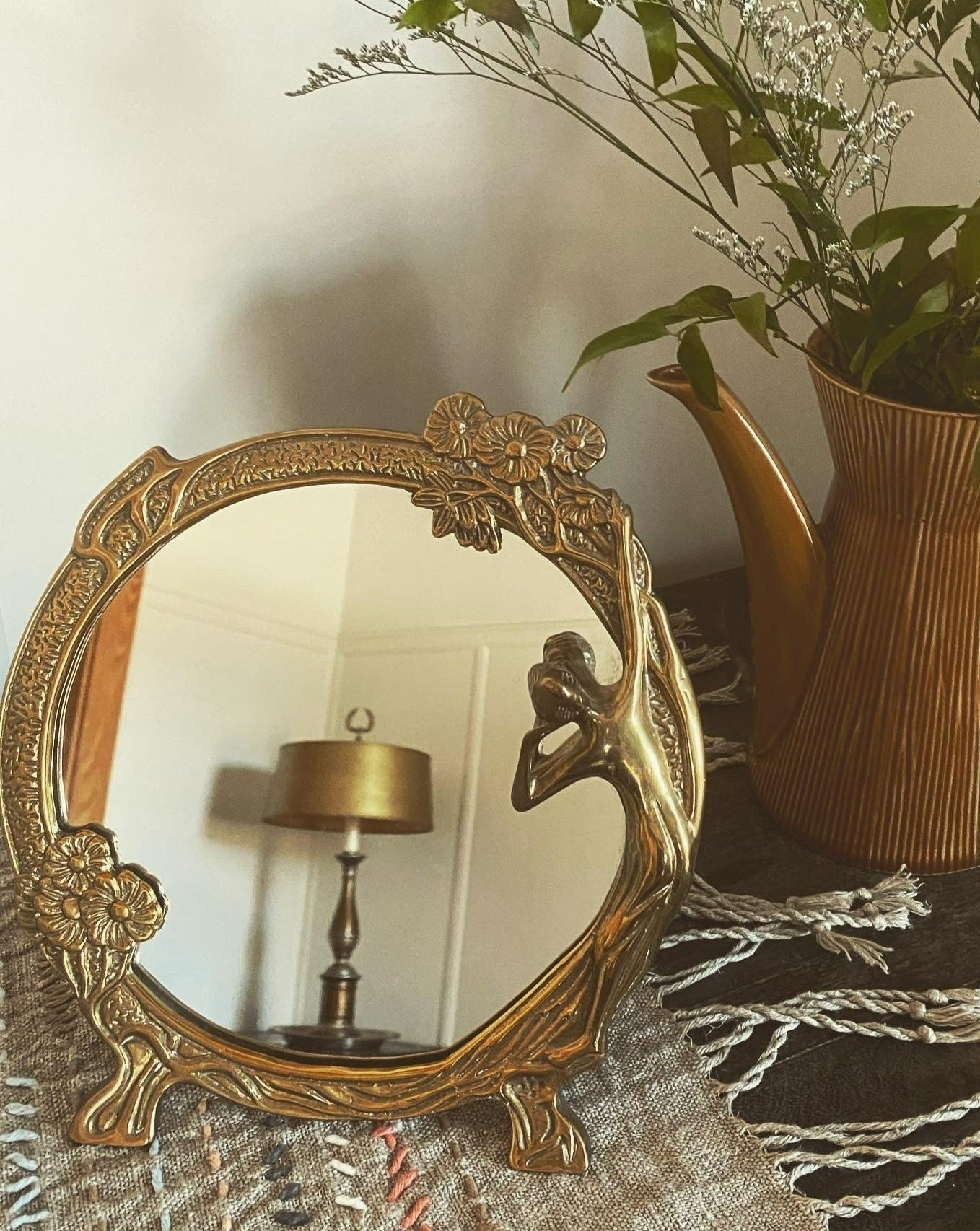 Art Deco Brass Table Mirror