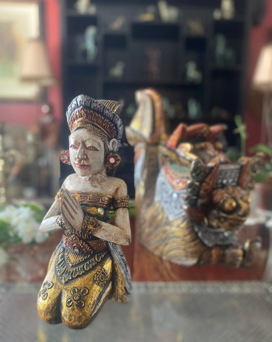 Balinese Wooden Sculpted Statue, Ratna Manggali