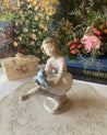 Lladro Spain Porcelain Girl with Teddy Bear Figurine