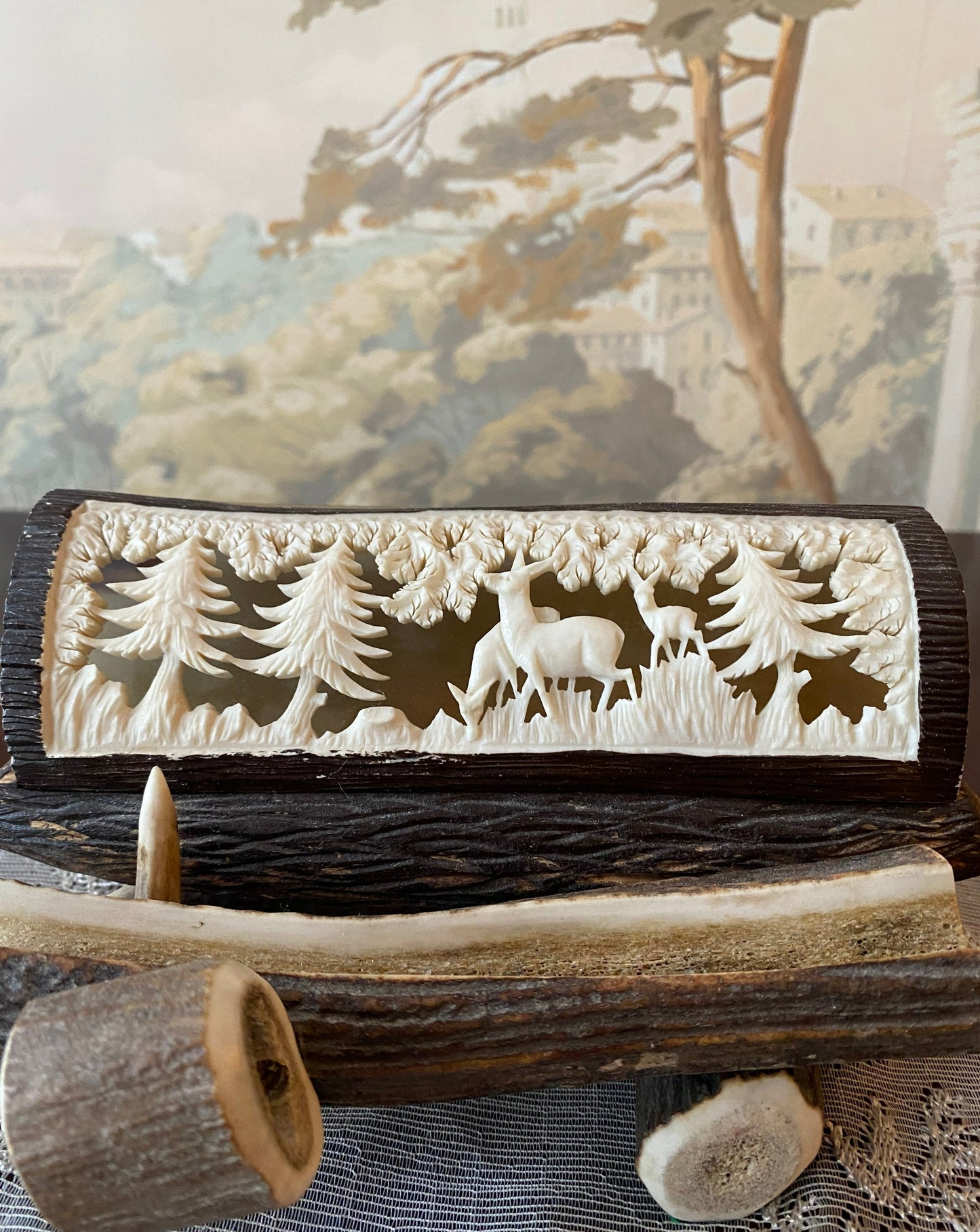 Antique Deer Antler Desk Set