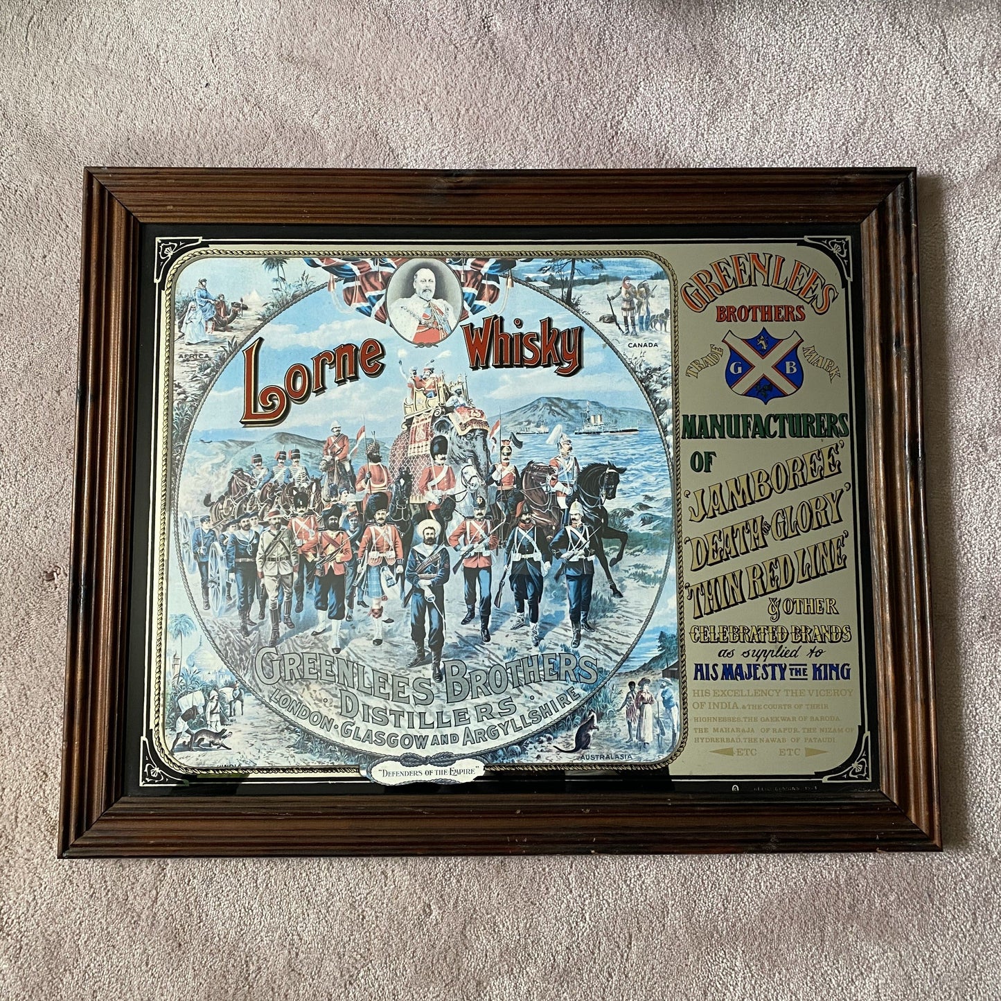 Greenless Brothers Lorne Whisky Advertising Pub Mirror