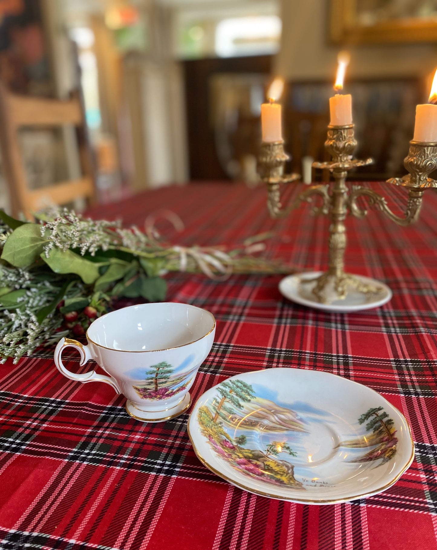 Ye Banks and Braes Fine Bone China England Teacup & Saucer