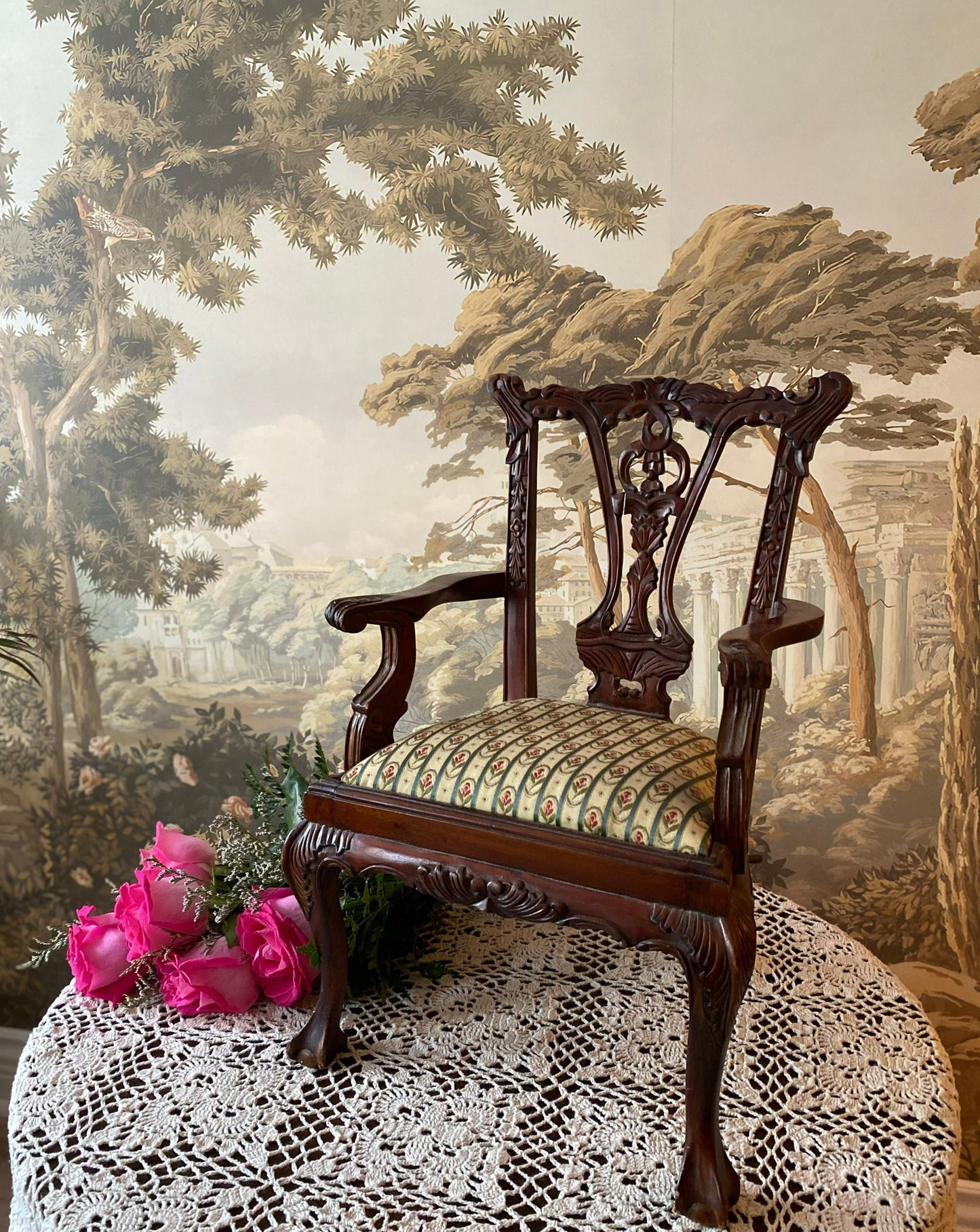 Chippendale Wooden Model Armchair